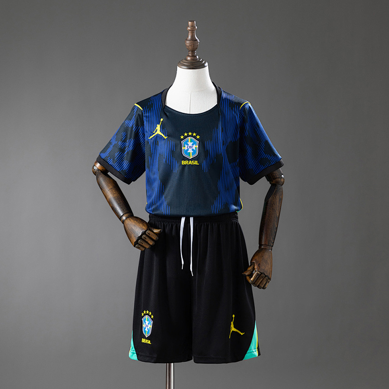 Brazil 2026 Away Kids Kit Jersey Size 16-28